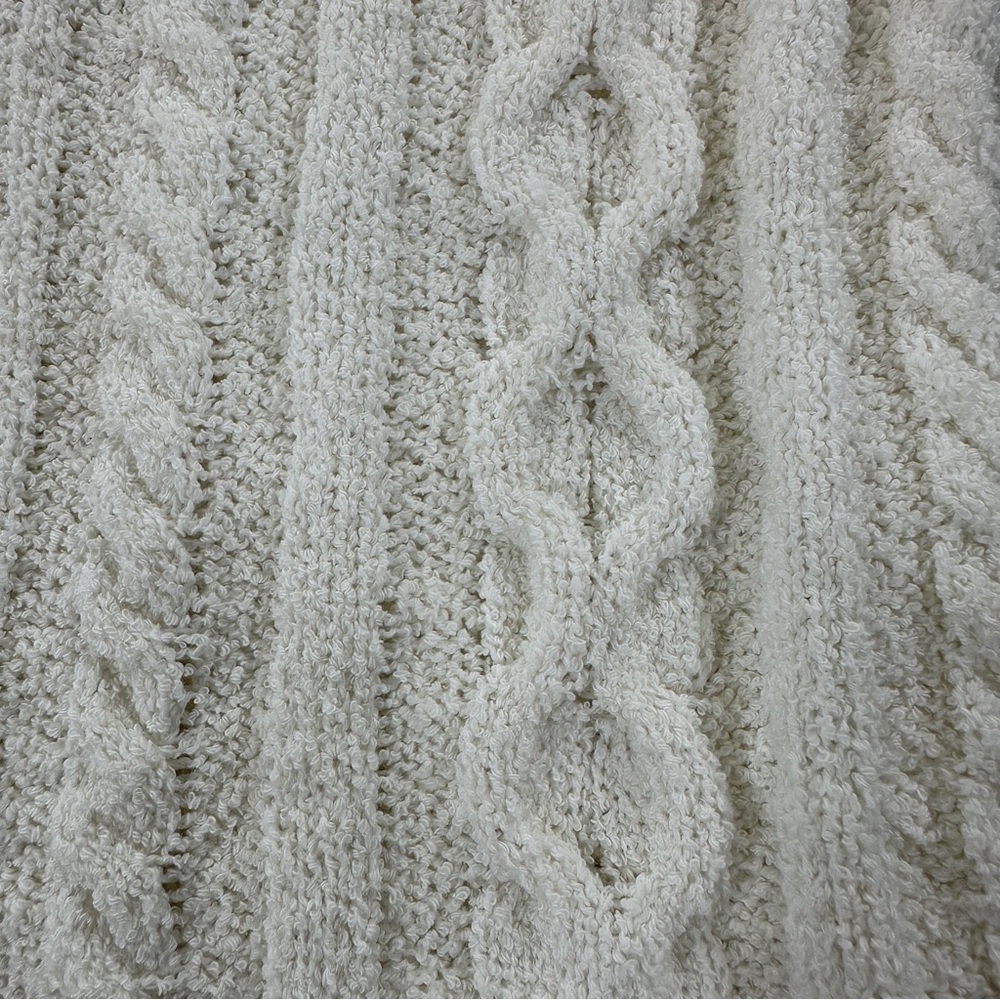 Free People Cream Cable Knit Detail Short Sleeved Sweater Sz S - Picture 7 of 7